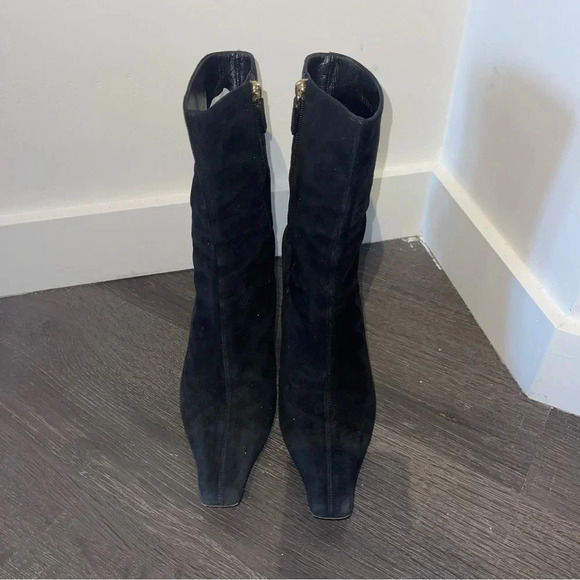 Gucci Black Suede Square Pointed Toe Heel Boots Witchy Grunge Dark Romantic Sz 9 - Picture 4 of 15